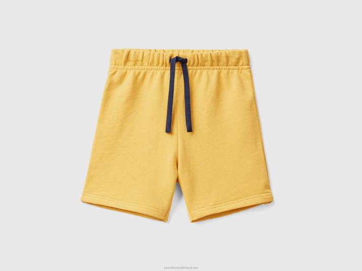 kinderen Benetton bermuda's van 100% biologisch katoenen sweatstof geel 4R622318