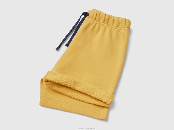 kinderen Benetton bermuda's van 100% biologisch katoenen sweatstof geel 4R622318