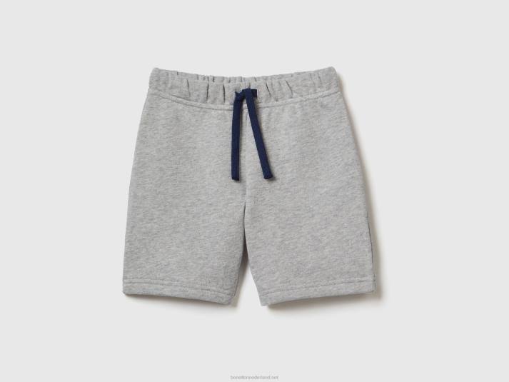kinderen Benetton bermuda's van 100% biologisch katoenen sweatstof lichtgrijs 4R622319