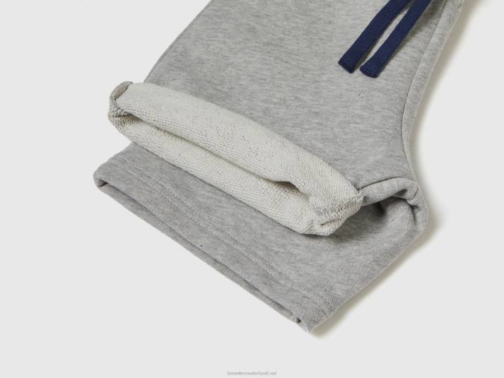 kinderen Benetton bermuda's van 100% biologisch katoenen sweatstof lichtgrijs 4R622319