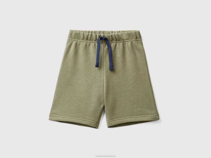 kinderen Benetton bermuda's van 100% biologisch katoenen sweatstof militair groen 4R622324