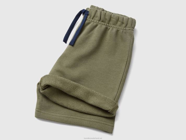 kinderen Benetton bermuda's van 100% biologisch katoenen sweatstof militair groen 4R622324
