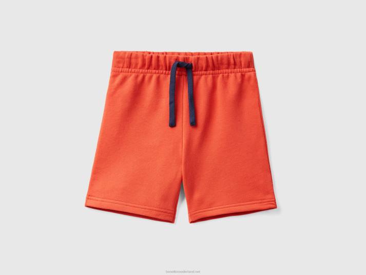 kinderen Benetton bermuda's van 100% biologisch katoenen sweatstof rood 4R622336