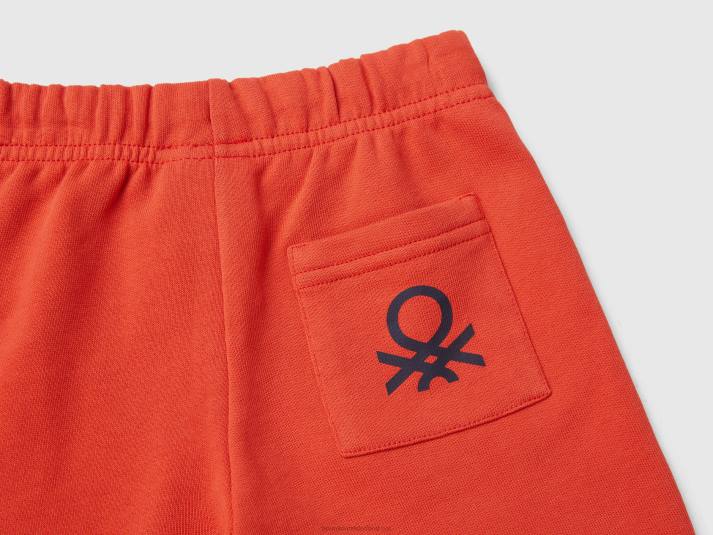 kinderen Benetton bermuda's van 100% biologisch katoenen sweatstof rood 4R622336