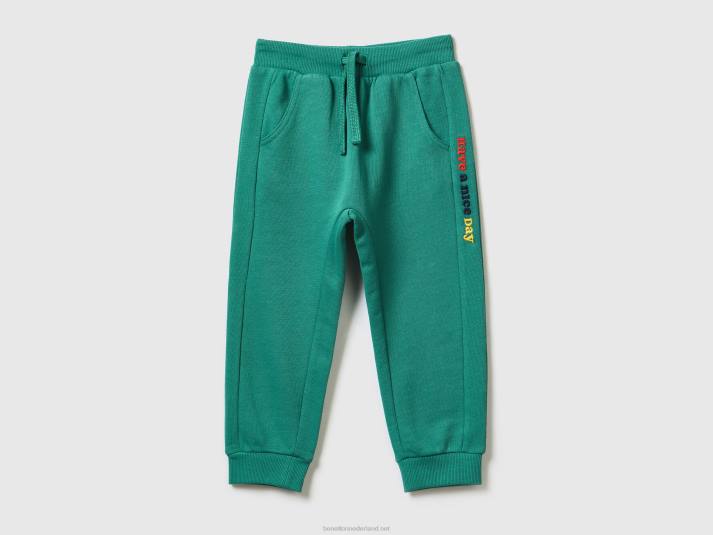 kinderen Benetton joggingbroek met borduursel donkergroen 4R622326