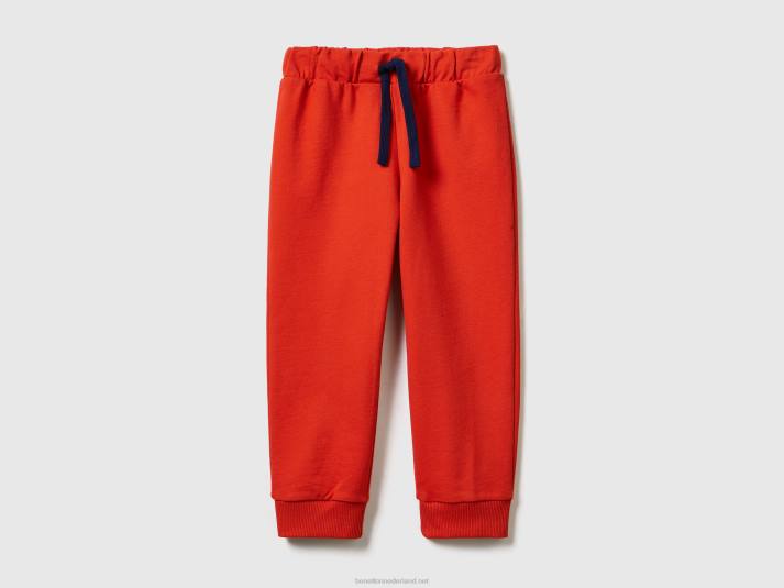kinderen Benetton joggingbroek met trekkoord rood 4R622338