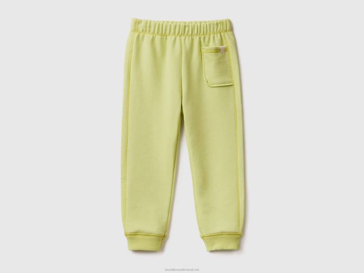 kinderen Benetton joggingbroek van gerecyclede stof met zak Neon Geel 4R622321