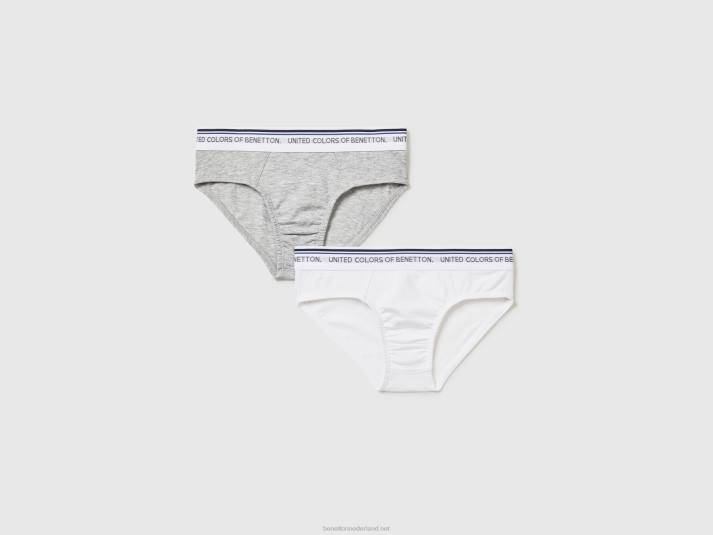 kinderen Benetton twee slips met elastiek met logo lichtgrijs 4R624998