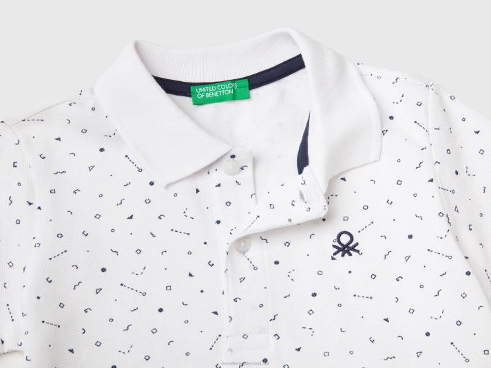 kinderen Benetton Slim-fit polo met micropatroon wit 4R622303