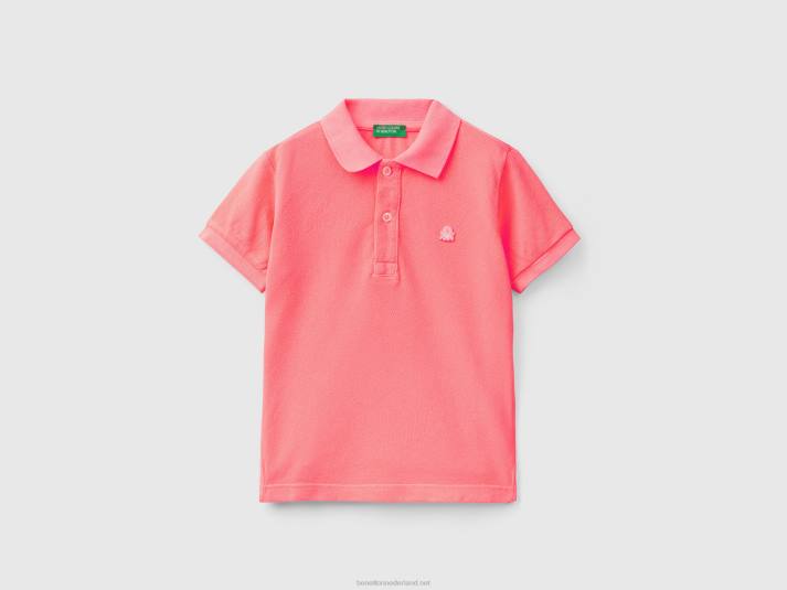 kinderen Benetton neon polo van biologisch katoen Neon roze 4R622301