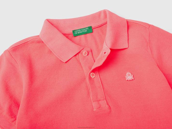 kinderen Benetton neon polo van biologisch katoen Neon roze 4R625149