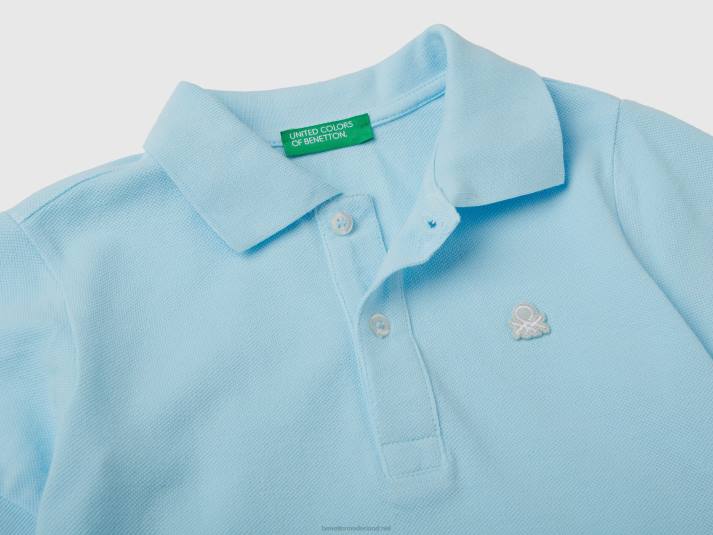 kinderen Benetton neon polo van biologisch katoen neon hemelsblauw 4R622290