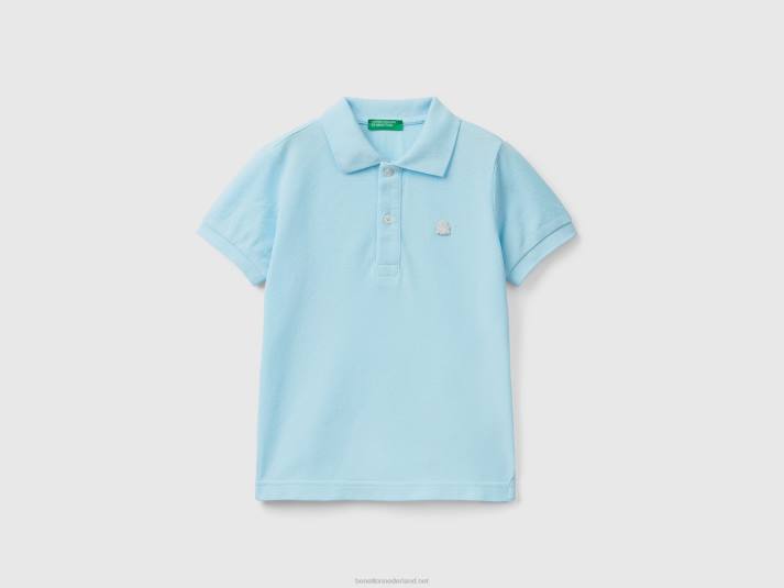 kinderen Benetton neon polo van biologisch katoen neon hemelsblauw 4R625137
