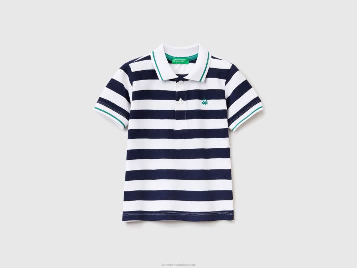 kinderen Benetton polo met korte mouwen en strepen donkerblauw 4R625136