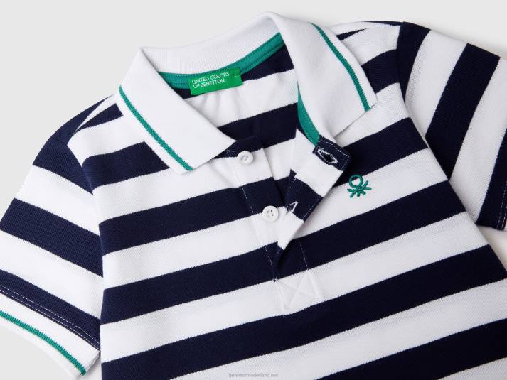 kinderen Benetton polo met korte mouwen en strepen donkerblauw 4R625136