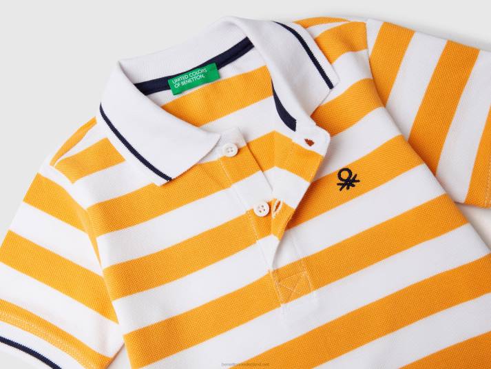 kinderen Benetton polo met korte mouwen en strepen geel 4R622292