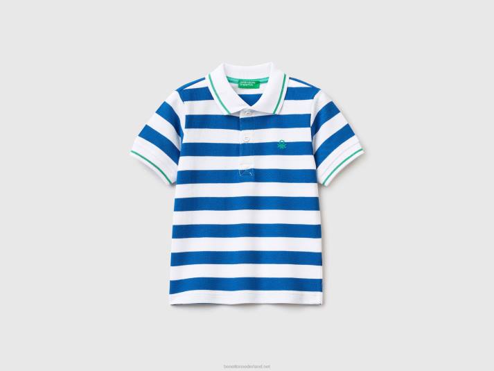 kinderen Benetton polo met korte mouwen en strepen helderblauw 4R622287