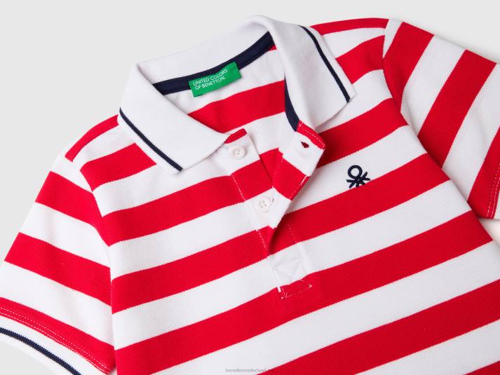 kinderen Benetton polo met korte mouwen en strepen rood 4R622304