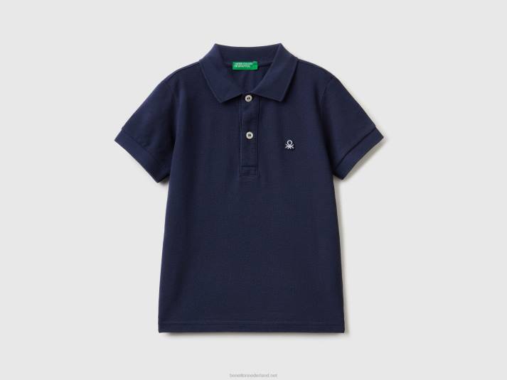kinderen Benetton polo met korte mouwen van biologisch katoen donkerblauw 4R625153