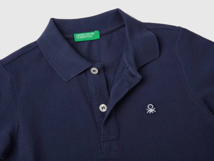 kinderen Benetton polo met korte mouwen van biologisch katoen donkerblauw 4R625153