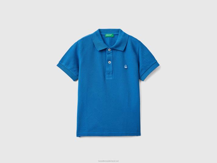 kinderen Benetton polo met korte mouwen van biologisch katoen helderblauw 4R622286