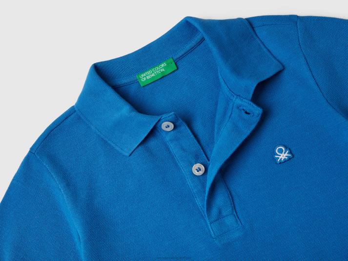 kinderen Benetton polo met korte mouwen van biologisch katoen helderblauw 4R625139