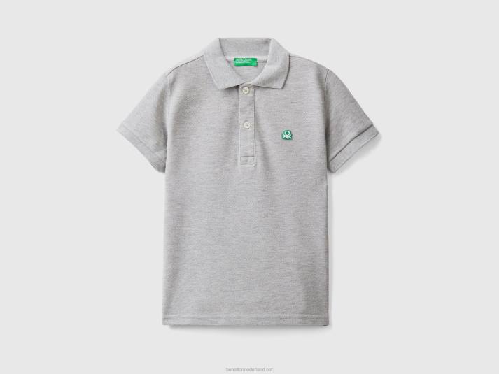 kinderen Benetton polo met korte mouwen van biologisch katoen lichtgrijs 4R622312