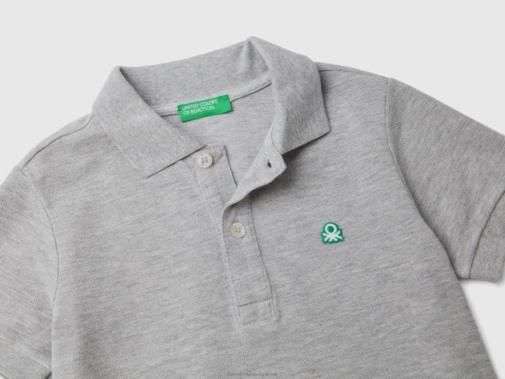 kinderen Benetton polo met korte mouwen van biologisch katoen lichtgrijs 4R625159