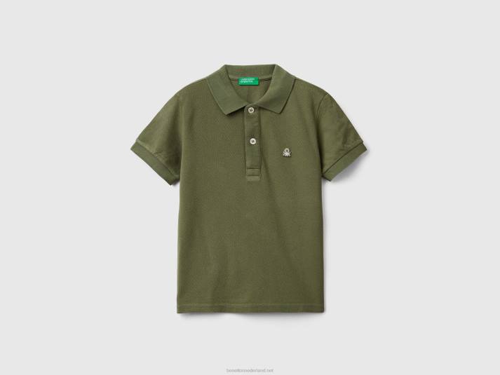 kinderen Benetton polo met korte mouwen van biologisch katoen militair groen 4R622296