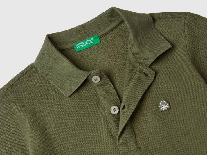 kinderen Benetton polo met korte mouwen van biologisch katoen militair groen 4R625138