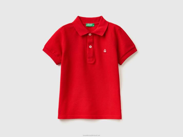 kinderen Benetton polo met korte mouwen van biologisch katoen rood 4R625140