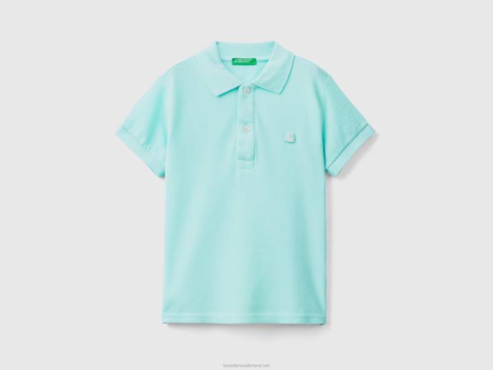 kinderen Benetton polo met korte mouwen van biologisch katoen turkoois 4R622298