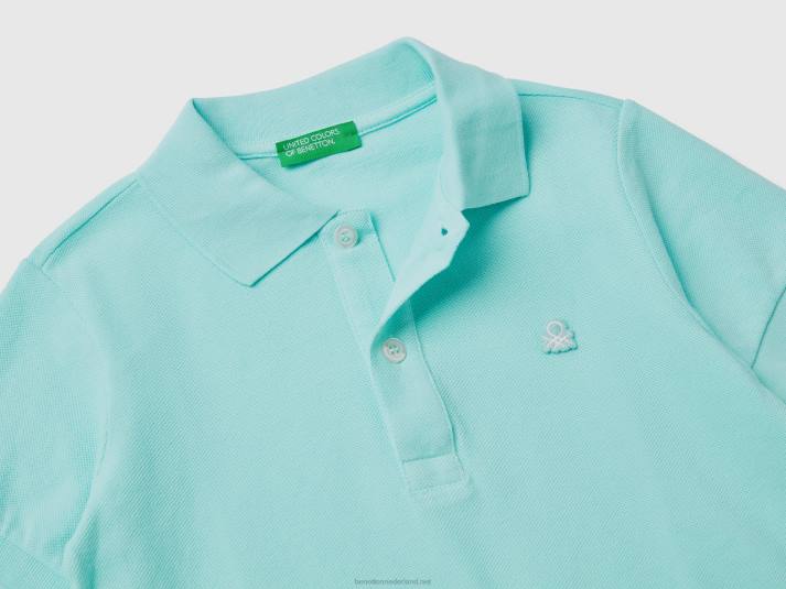 kinderen Benetton polo met korte mouwen van biologisch katoen turkoois 4R622298