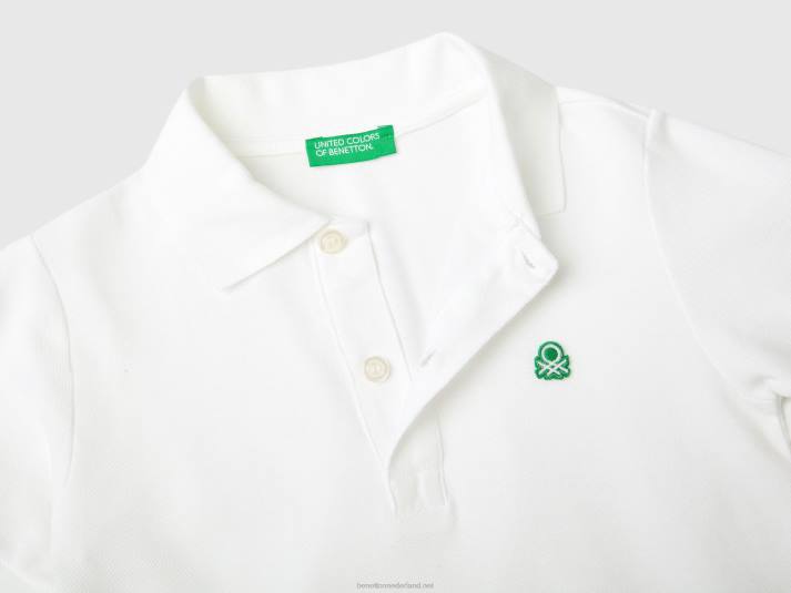 kinderen Benetton polo met korte mouwen van biologisch katoen wit 4R625154