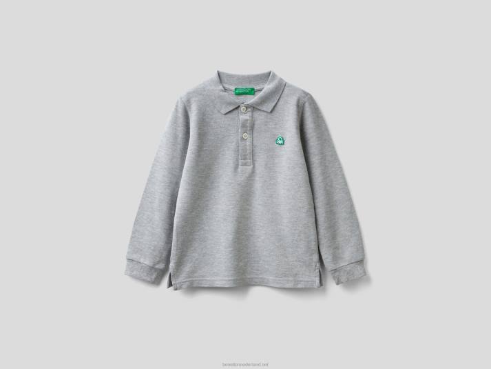 kinderen Benetton polo met lange mouwen van biologisch katoen grijs 4R622311
