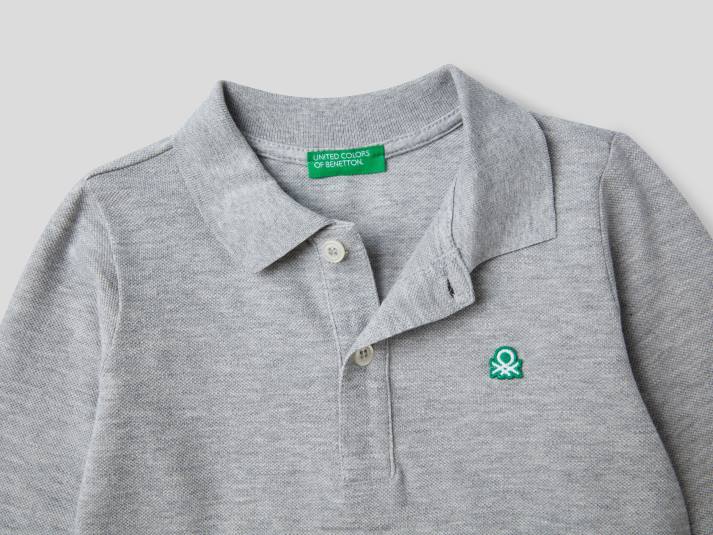 kinderen Benetton polo met lange mouwen van biologisch katoen grijs 4R625160