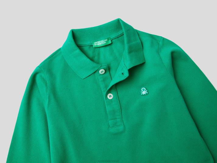 kinderen Benetton polo met lange mouwen van biologisch katoen groente 4R622309