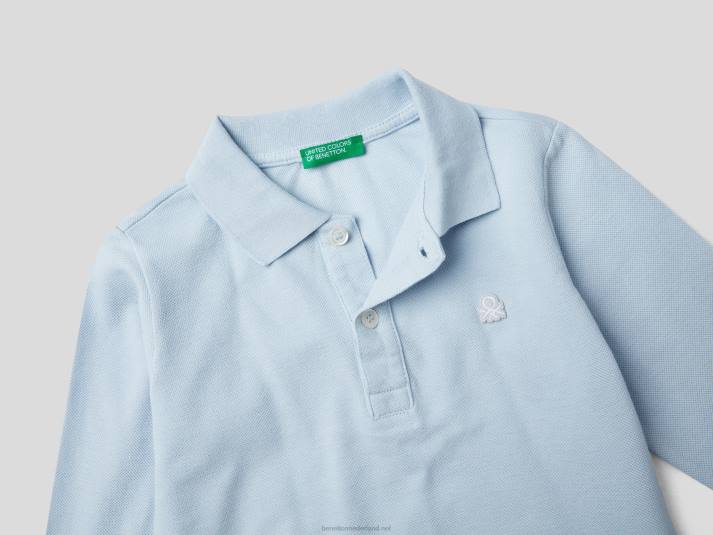 kinderen Benetton polo met lange mouwen van biologisch katoen hemelsblauw 4R622305