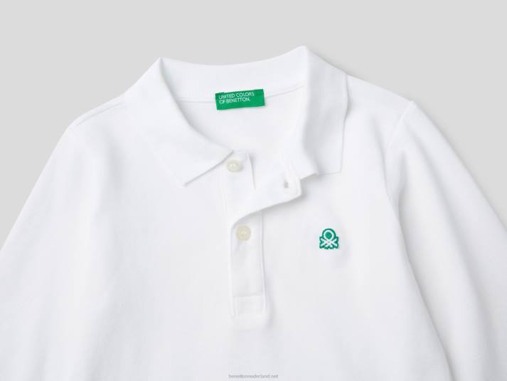 kinderen Benetton polo met lange mouwen van biologisch katoen wit 4R622306