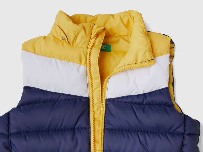 kinderen Benetton gewatteerd vest met colourblocking donkerblauw 4R622115