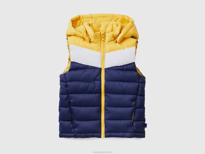 kinderen Benetton gewatteerd vest met colourblocking donkerblauw 4R625020