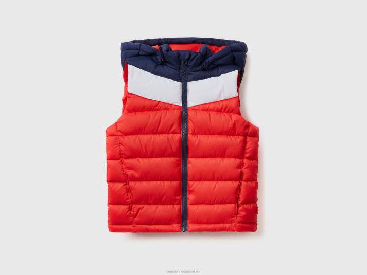 kinderen Benetton gewatteerd vest met colourblocking rood 4R622117