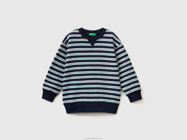 kinderen Benetton gestreept sweatshirt van 100% katoen donkerblauw 4R625130