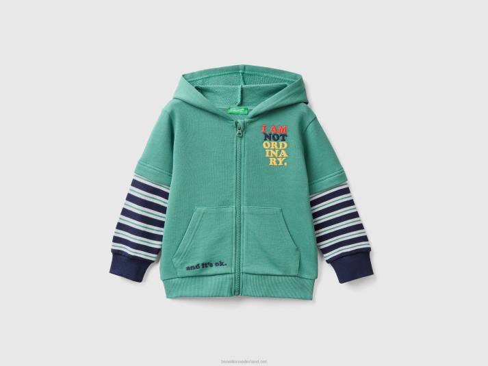 kinderen Benetton hoodie met dubbele mouwen donkergroen 4R625092
