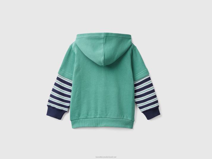 kinderen Benetton hoodie met dubbele mouwen donkergroen 4R625092