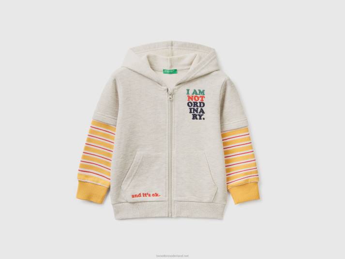 kinderen Benetton hoodie met dubbele mouwen lichtgrijs 4R625129