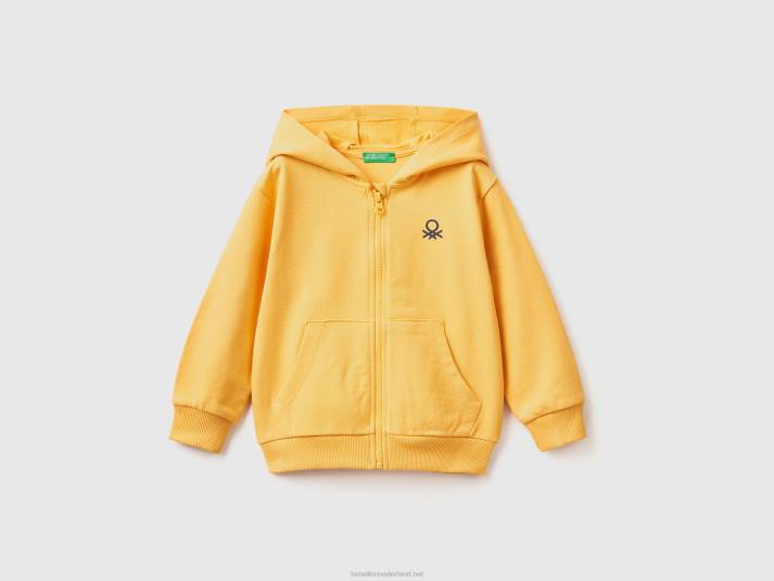 kinderen Benetton hoodie met logo geel 4R622243