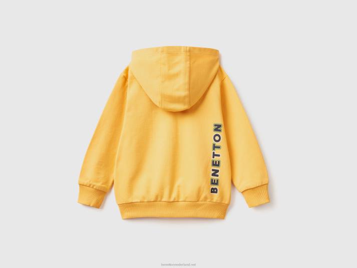 kinderen Benetton hoodie met logo geel 4R622243
