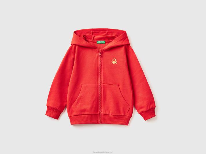 kinderen Benetton hoodie met logo rood 4R625094