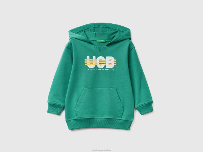 kinderen Benetton hoodie van biologisch stretchkatoen donkergroen 4R622269